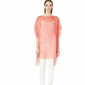 Eileen Fisher Sunset Rose Raw Hem Sheer Cardigan